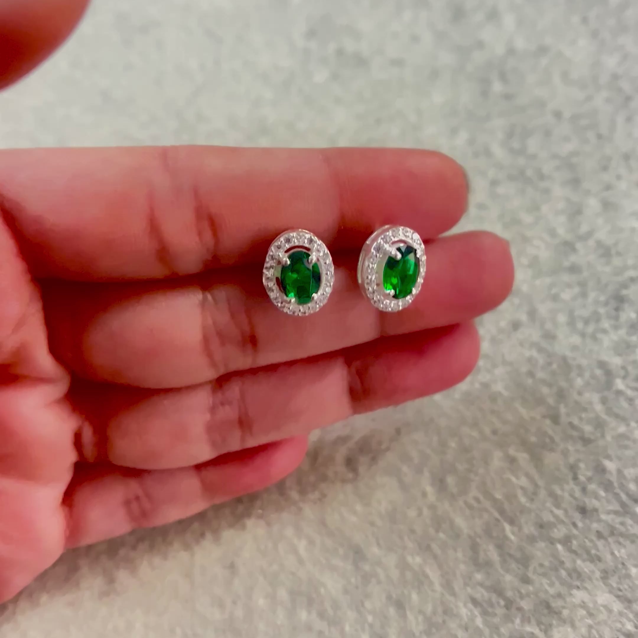 Green Dazzling Sparks Stud Earrings